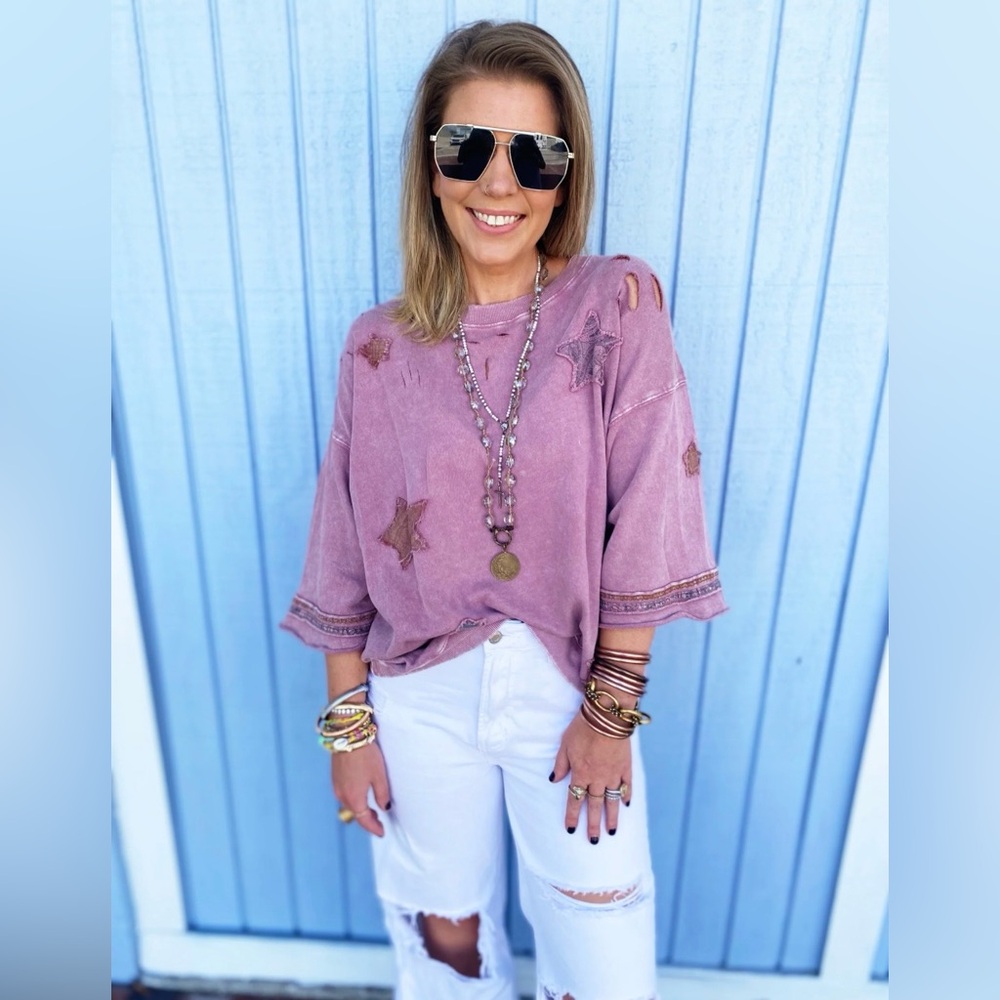 Easel Los Angeles Star Patchwork Embroidered Dist… - image 1